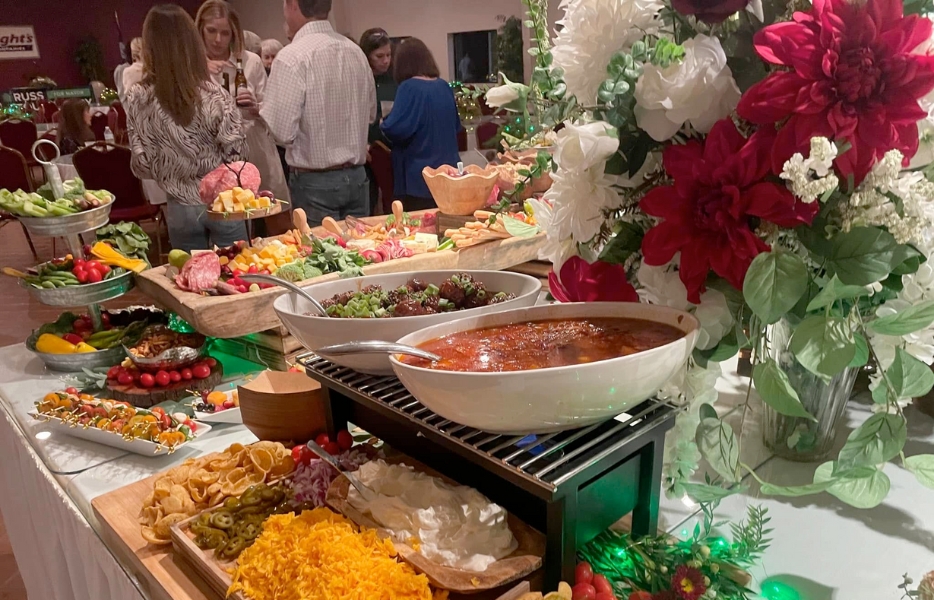 Displaying pasta catering dishes