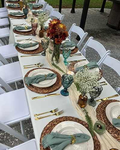 Event rentals supporting Charleston catering and party planning.