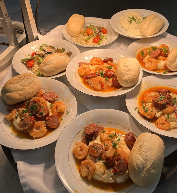 Food catering setup prepared for St George gatherings.